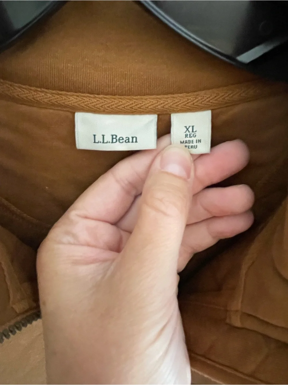 LL Bean Quilted Half-Zip Sweater in Brown - Picture 5 of 9